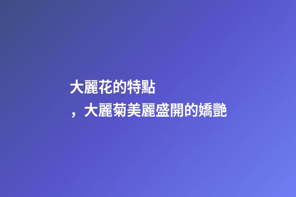 大麗花的特點，大麗菊美麗盛開的嬌艷-第1張-觀點-玄機派